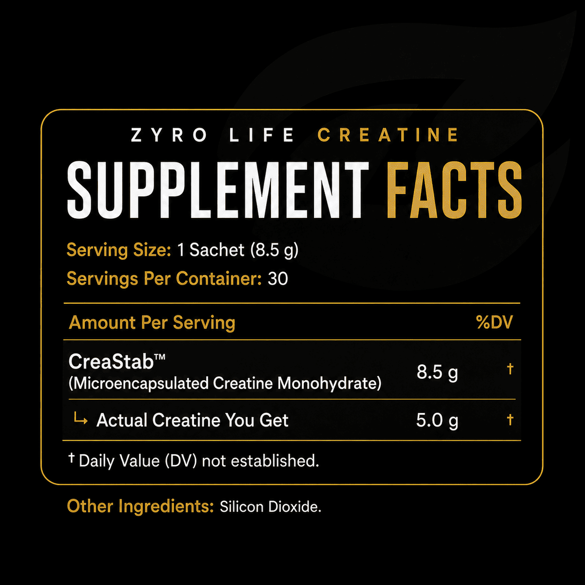 Zyro Life Creastab Creatine Monohydrate - 5 g Per Serving | 30 Stick Packs