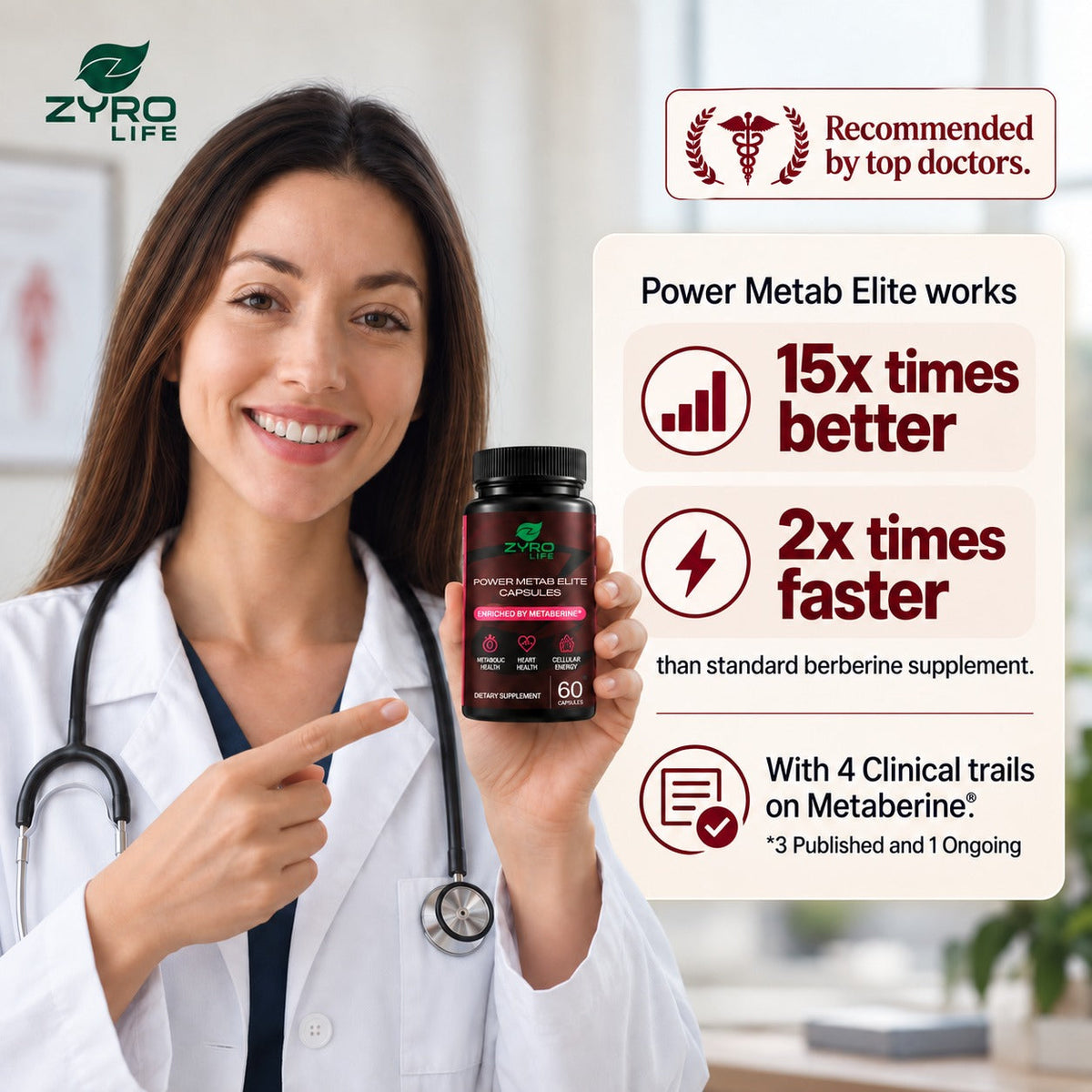 Zyro Life Power Metab Elite Capsules – Metaberine™ Formula for Glucose Metabolism, Energy & Heart Health -v2