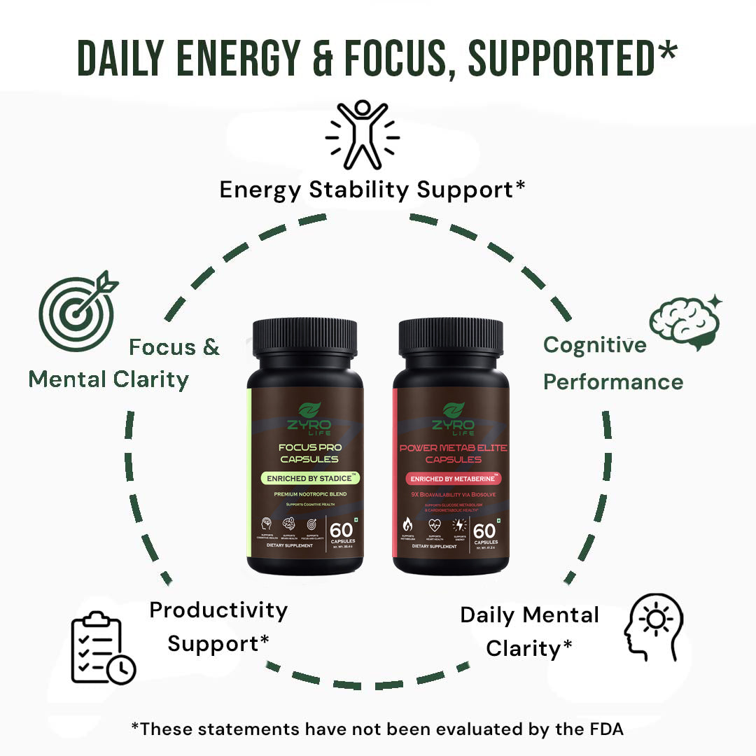 Zyro Life Metab Initiate Stack – Metaberine™ + Stadice™ Formula for Energy, Focus & Metabolic Balance