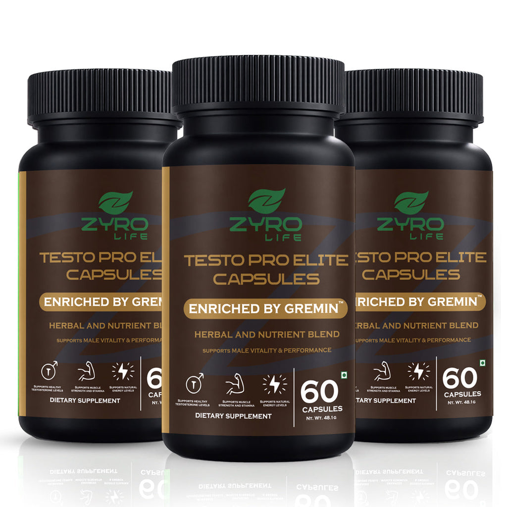 Zyro Life Testo Pro Elite Capsules – Gremin™ Formula for Stress Relief, Mood & Energy Support