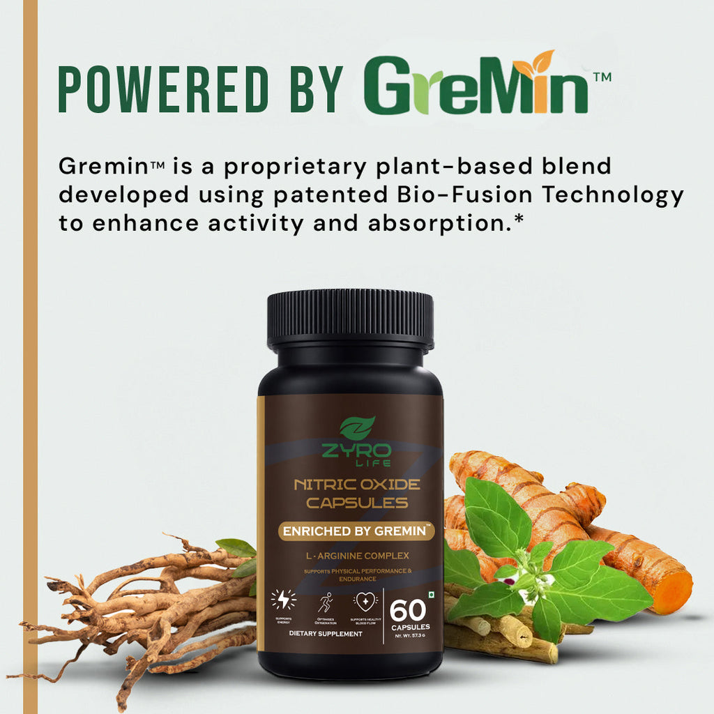 Zyro Life Nitric Oxide Capsules – Gremin™ Formula for Circulation, Endurance & Muscle Pump Support
